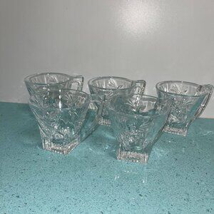 RCR Royal Crystal Rock Vintage Coffee Tea Cups Gemini Edelweiss Floral Set of 5
